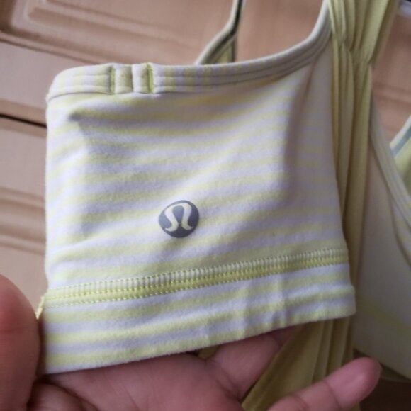 Lululemon no limits Yellow  whiteTank Top with built in bra size 8 - Picture 7 of 13